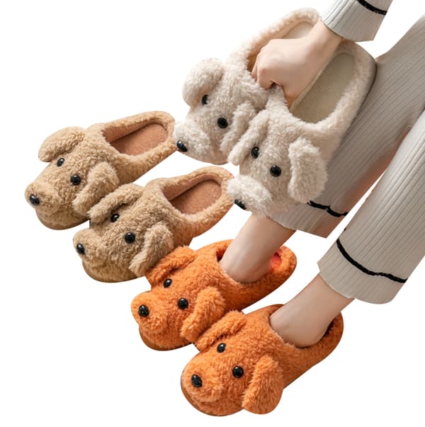 Söta Teddy Animal Tofflor för kvinnor Hustofflor red US 8