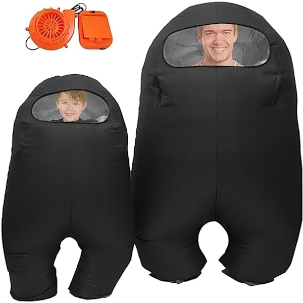 Uppblåsbar Astronaut Rymddräkt Uppblåsbar Dräkt Helkroppsdräkt Halloween Cosplay Dräkter Black Kid
