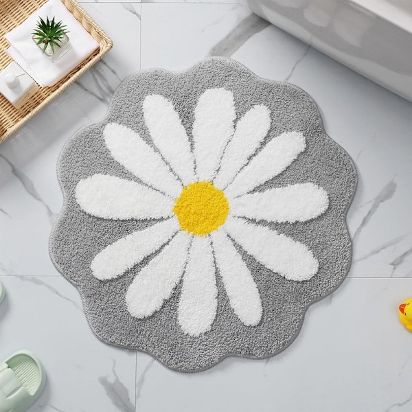 Sød Bademåtte, Blomstertæppe, Vandabsorberende Skridsikker Måtte Grey