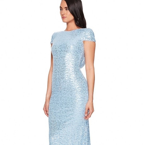 Elegant Maxikjole til Kvinder med Åben Ryg og Pailletter Blue XL