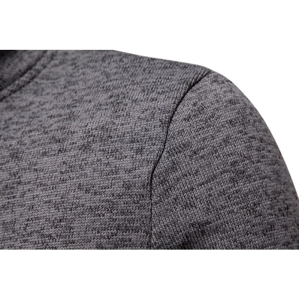 Herrar Turtleneck Knapp-Ner Långstickad Tröja Dark Gray M