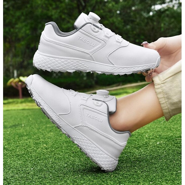 Dame Golf Sko Spikeless Vanntett Golf Sport Sneakers White Grey 44