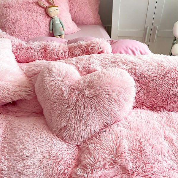 Lyx Ultra Soft Shaggy Crystal Velvet Sängkläder Set 3 delar pink 2m