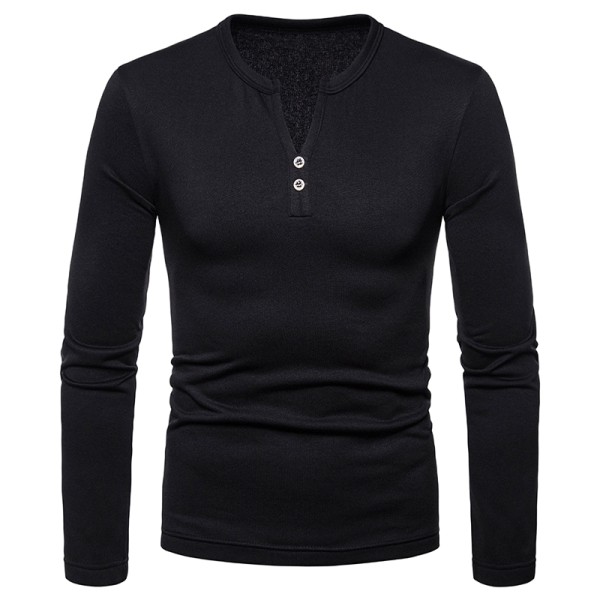 Herrar Långärmad Atletisk T-shirt Slim Cotton Black M