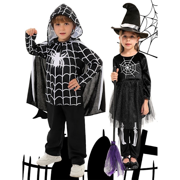 Tyttöjen ja poikien Halloween-haalarimekko hämähäkinseitillä, pitkähihainen Boy XL