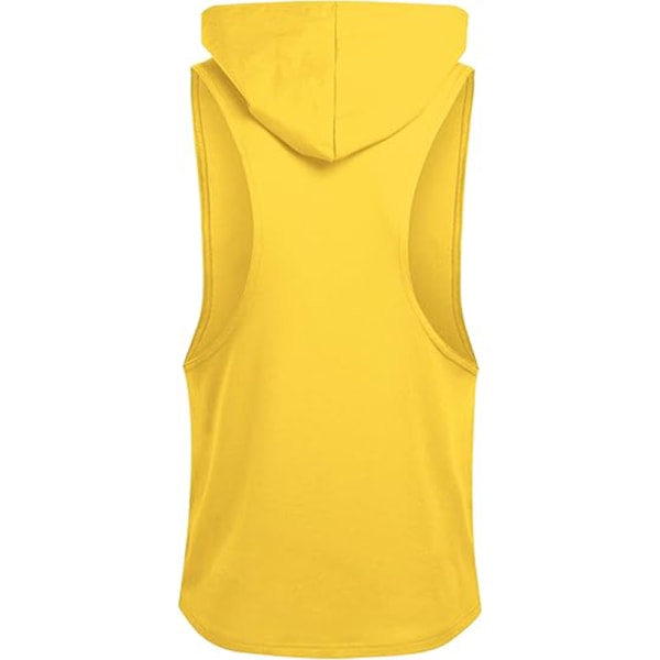 Miesten treenihupparihihaton lihaspaita kehonrakennukseen Yellow M