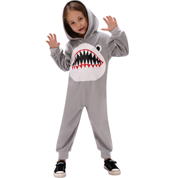 Shark Onesie Barn Djurdräkt Flickor Pyjamas One Piece Plysch nattkläder L