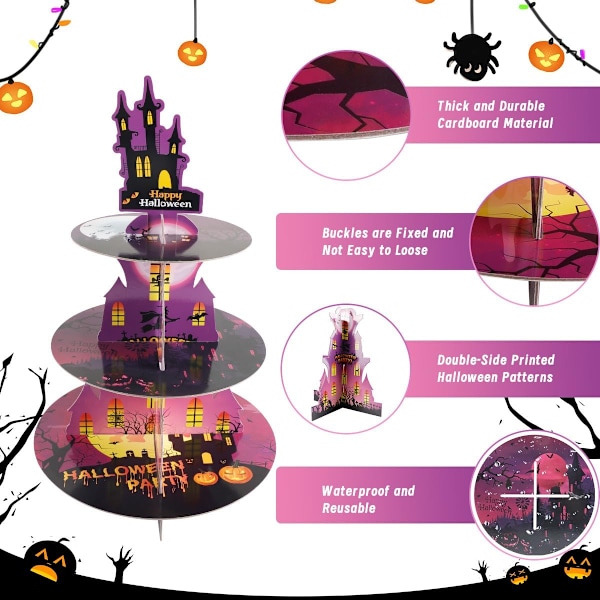Cupcake Stativ för Halloweenfest Dekorationer 3-vånings Dessertstativ Style 1