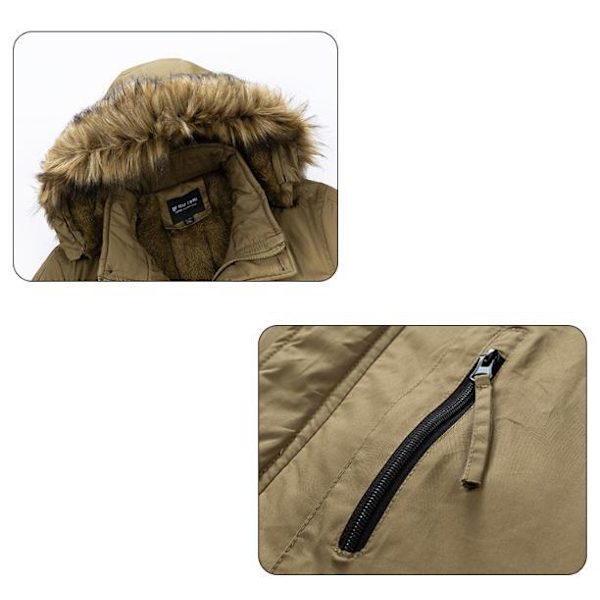 Miesten rento puuvillabombertakki hupun kanssa Brown XL