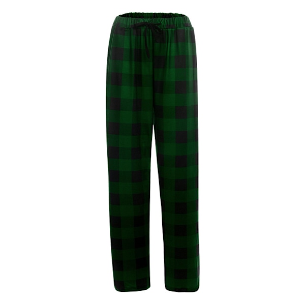 Männs Plaid Pyjamasbyxor, Mjuka Loungebyxor med Fickor Green L