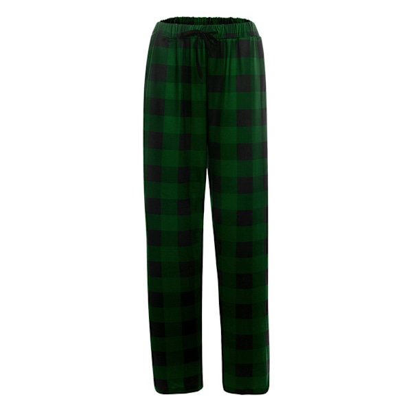 Männs Plaid Pyjamasbyxor, Mjuka Loungebyxor med Fickor Green M