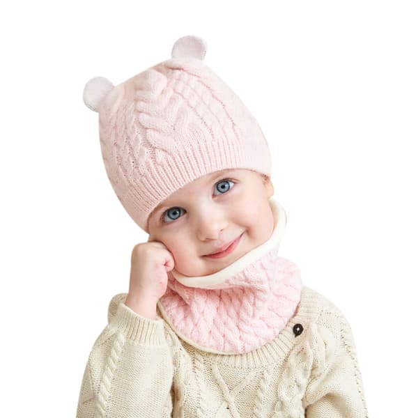 Baby vintermössa Scarf Set White