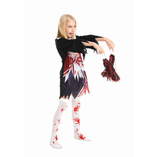 Childs Zombie Cheerleader Klänning Halloween kostym M