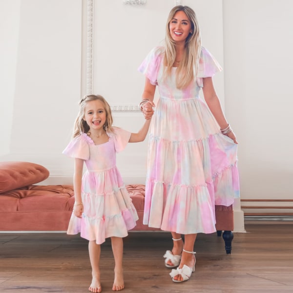 Matchande klänningar för mamma och jag Purple Mom-XL