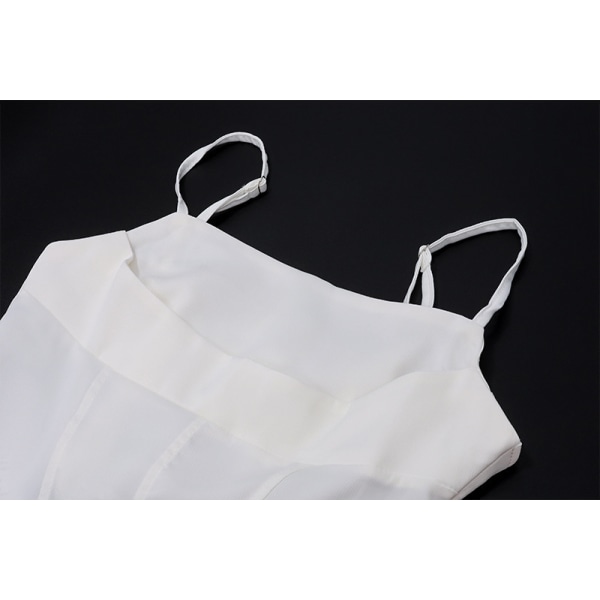 Spaghettibandå Tank Top Sexig Rygglös Bandage Slank Crop Top white S