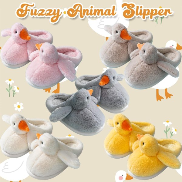 Kvinnor Söta Animal Duck Tofflor Memory Foam Cotton House Skor Pink 42-43