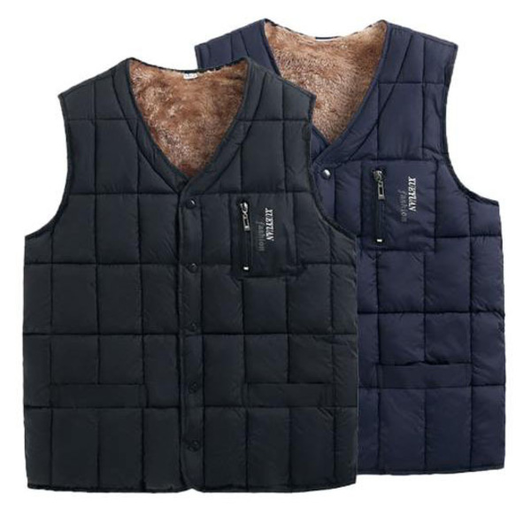 Herrar Friluftsliv Stå Krage Fleece Jacka Väst Casual Vadderad Väst Jackor Navy 2X