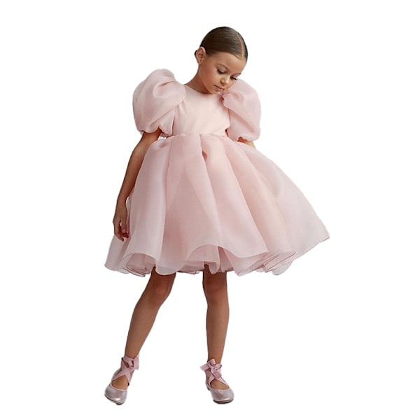 Piger Pufærme Tyl Tutu Snurre Babydoll Flare Gallakjole Prinsessekjole Pink 100cm