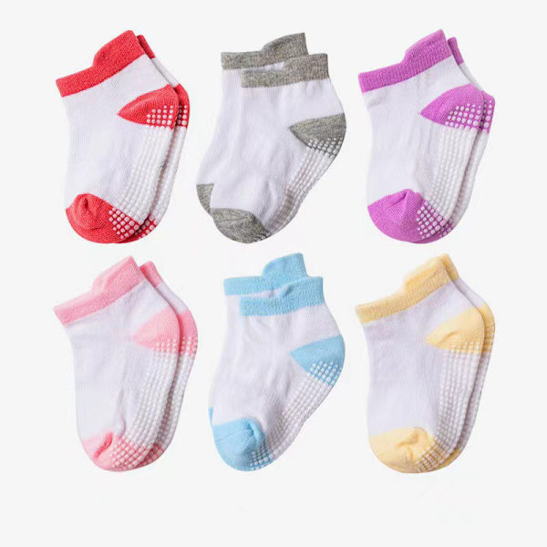 Baby Halkfria Ankelstrumpor med Halkskyddssulor för Spädbarn och Småbarn G-6PCS L