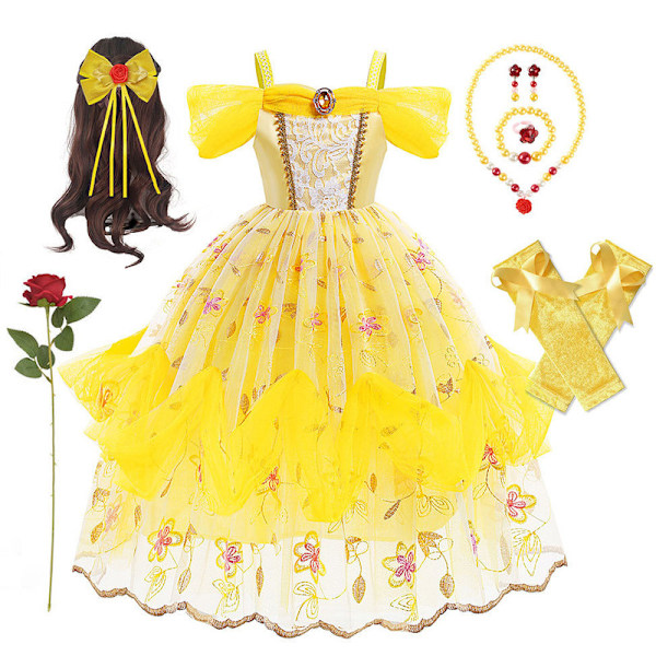 Prinsessklänning för flickor Halloween Cosplay Kostymer Födelsedagsfest Klä upp Kläder 150cm