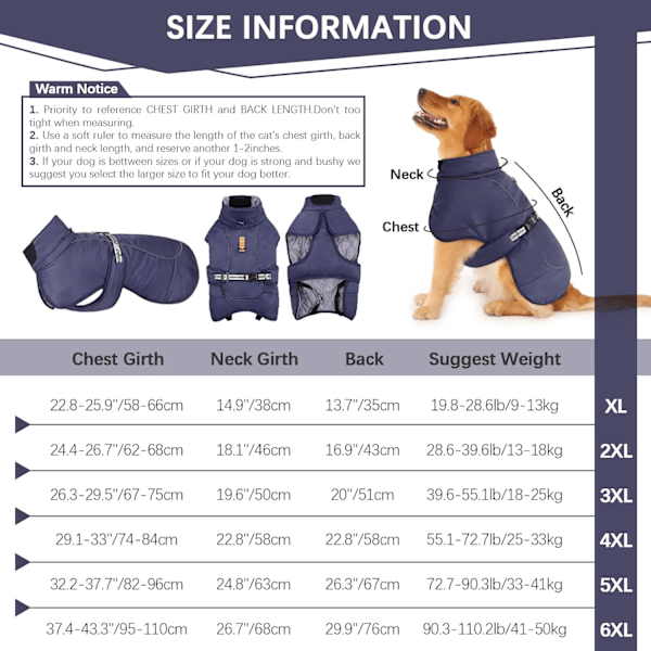 Vattentäta Hundvinterjackor, Reflekterande Hundjackor för Kallt Väder Black 4XL