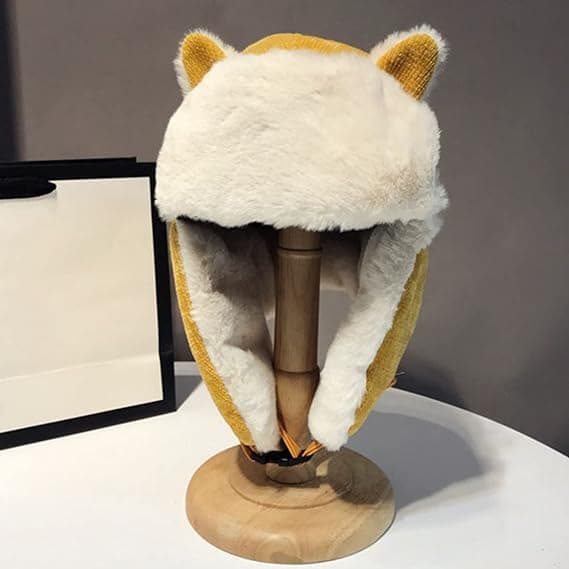 Vinterbomberluer for kvinner med søte katteører Pink