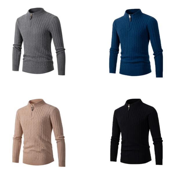Slim Fit Pikétröja med dragkedja för män black S