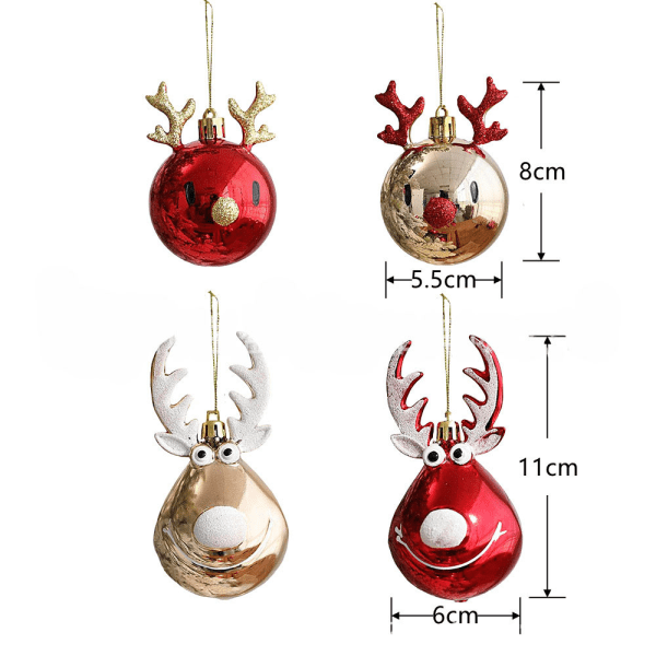 Jul älghänge plastmålade formade bollar 4PCS