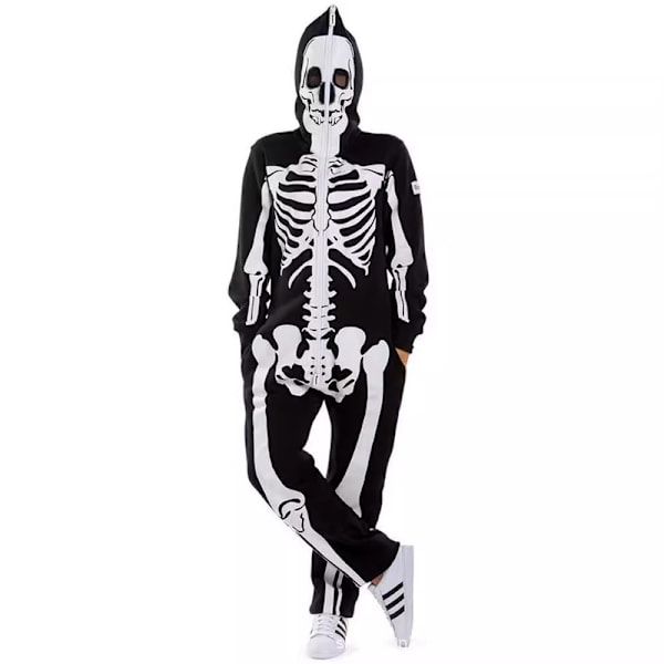 Halloween Skelet Kostume til Kvinder, Behagelig Let Voksen Onesie Jumpsuit L