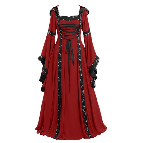 Klänningar i viktoriansk renässans för kvinnor red 3XL