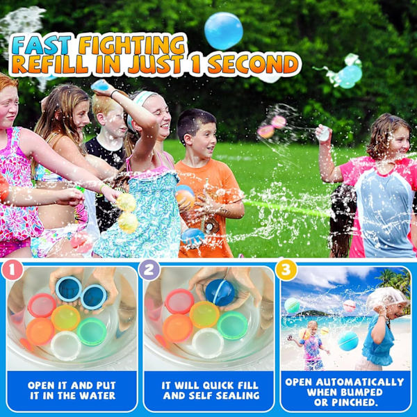 Genanvendelige Vandballoner, Magnetiske Genopfyldbare Vandkugler 6PCS