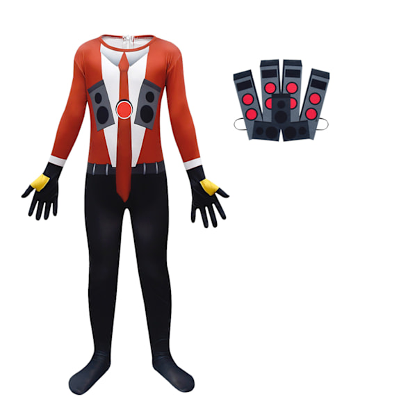 Pojk Skibidi Toalett Kostym Jumpsuit för Halloween 140cm