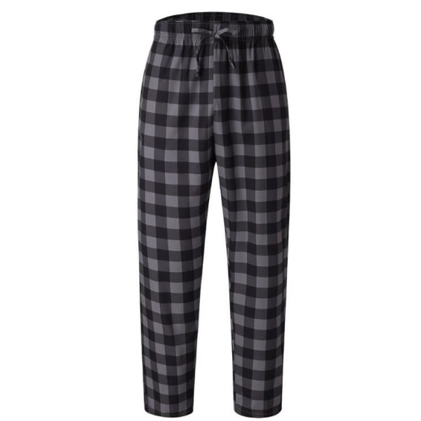 Mænds Plaid Trykte Løse Casual Bukser Black XL