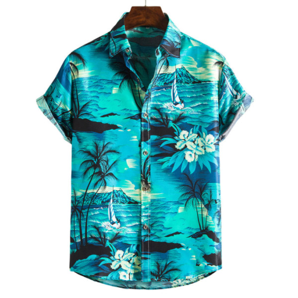 Strandskjorta Hawaii kortärmad blomskjorta män color8 m
