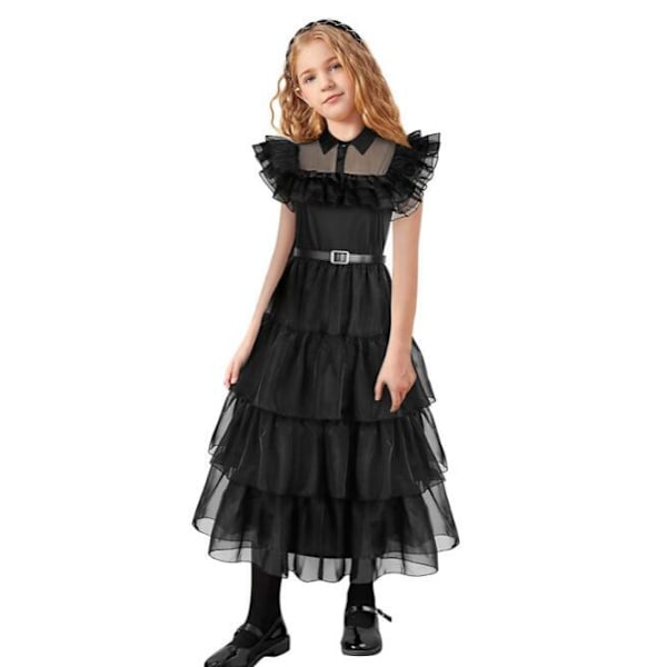 Svart spetsklänning för kvinnor Cosplay för Halloween-kostymer 150cm