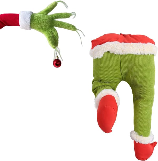 Fluffig grön Grinch julgransdekoration Legs
