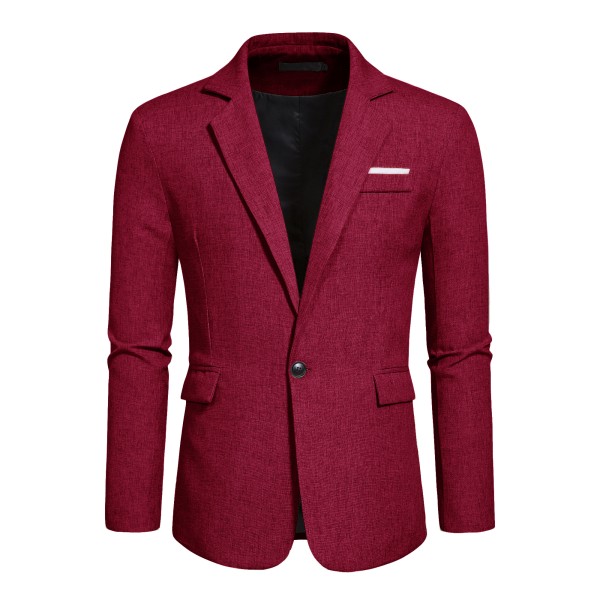 Slim Fit kavaj för män, lätt kostymjacka, 1 knapp red M