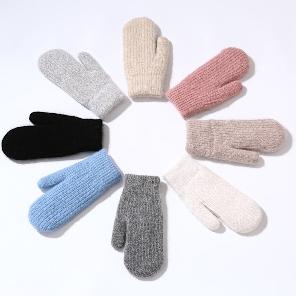 Damvantar, stickade tjocka handskar Light Grey