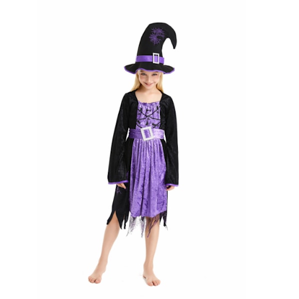 Halloween häxa kostym Set klänning hatt för Halloween M