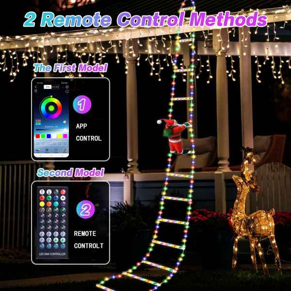 Juldekorativa LED-stegeljus med klättrande jultomte 3M