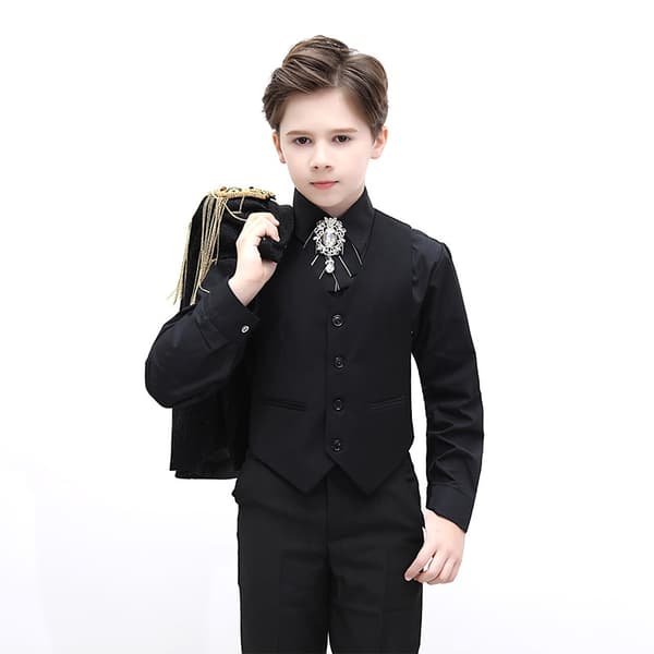 Drengenes Formelle Sæt 5 Dele Slim Fit Ringbærer Outfit Dragter 160
