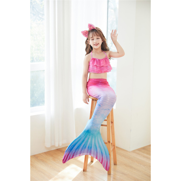 Mermaid Tails för simning för flickor Monofin sjöjungfrubaddräkt pink and blue M