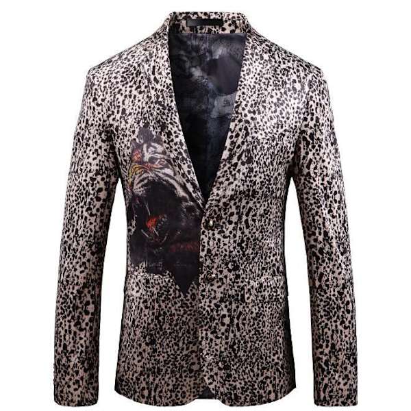 Tiger Leopard Print Klänning Blazer för män Black 48