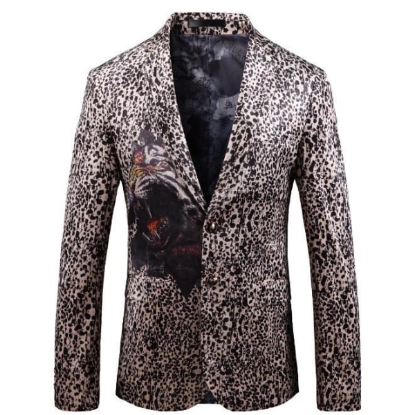 Tiger Leopard Print Klänning Blazer för män Black 52