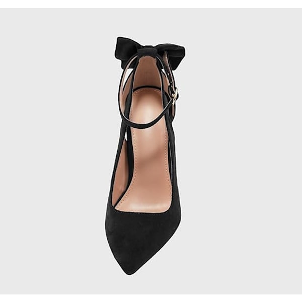 Naisten Jousi Solki Takana Korkokengät Seksikäs Stiletto Nilkkaremmi Häämekko Kengät Black 41