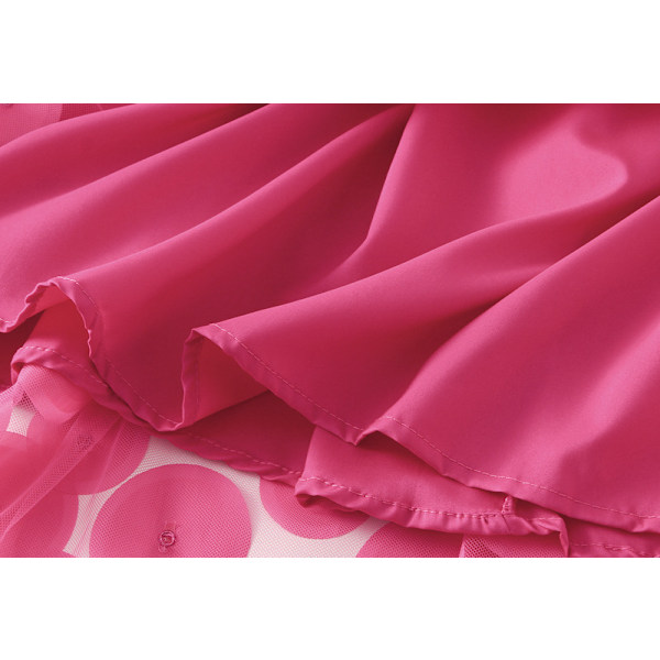 Dame Tyll Midi Skjørt 3D Polkadot Mesh Skjørt A-Linje Dark Pink