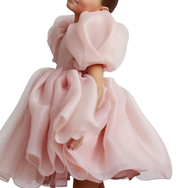 Piger Pufærme Tyl Tutu Snurre Babydoll Flare Gallakjole Prinsessekjole Pink 130cm