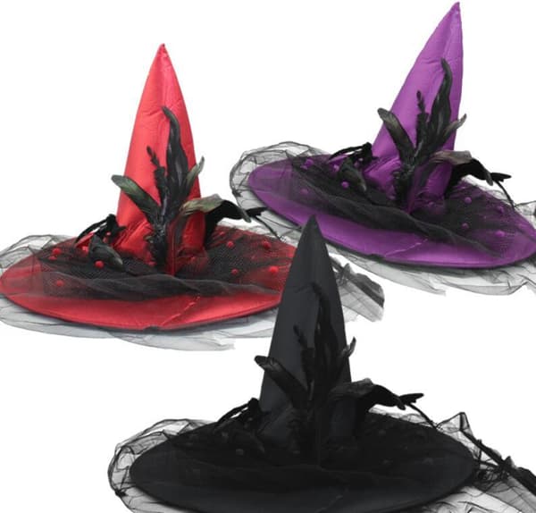 Halloween Hexe Hat Kostume Tilbehør til Kvinder Black