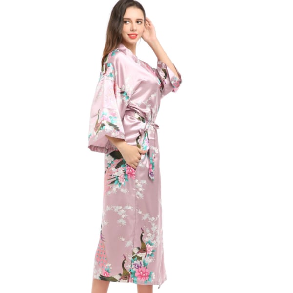 Kvinnors långblommiga satinrockar imiterade silke nattkläder color7 XL