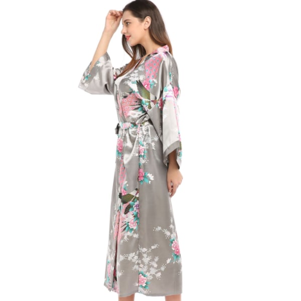 Kvinnors långblommiga satinrockar imiterade silke nattkläder color7 XL